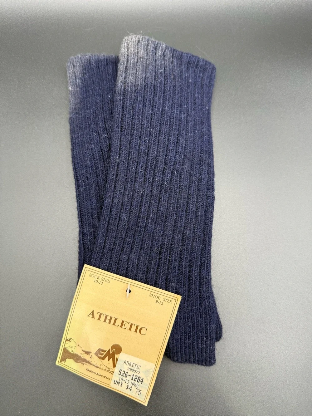 Vintage EMS Athletic Wool Crew Socks Navy 10-13 USA    A3